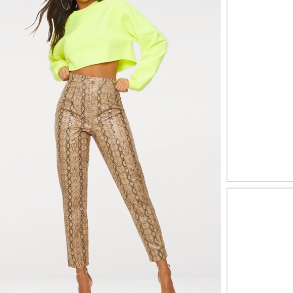 faux leather snake print pants